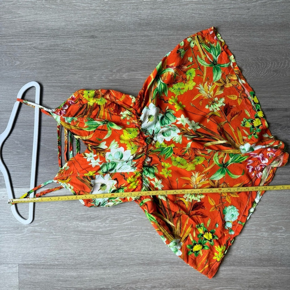 Yurari Tropical Floral Orange Women's Romper Size L Beach Resortwear Summer - Picture 6 of 11